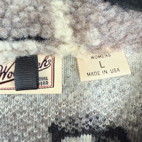 Vtg Woolrich Jacket Deep Pile Sherpa Fleece Polar Beat Print Womens L USA Made - Picture 3 of 10